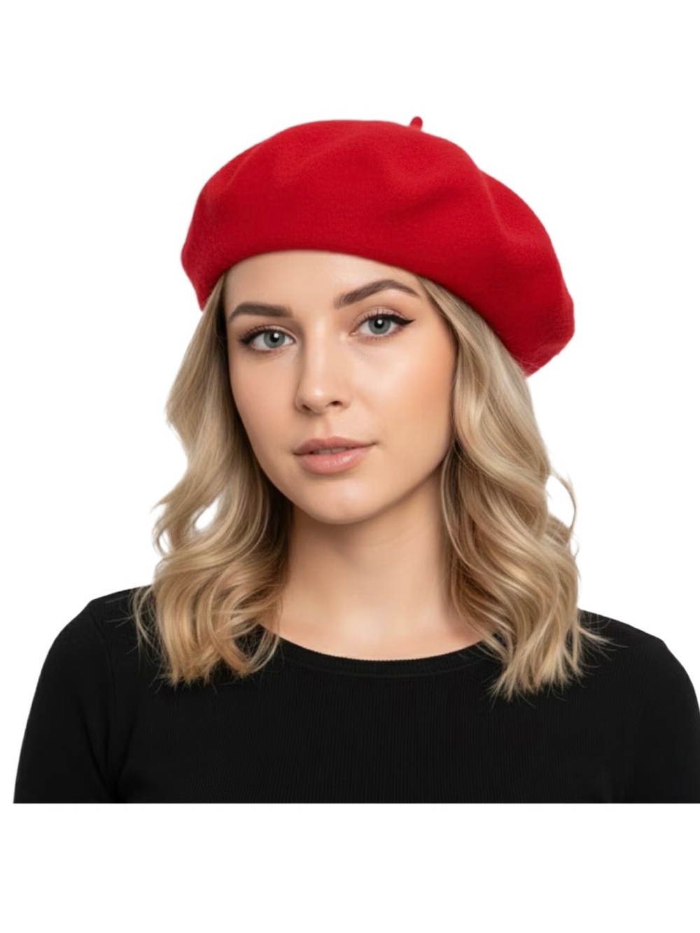 Red 100% Wool French Beret Hat S